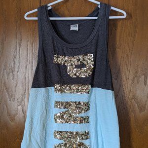 PINK Blue and Grey Tank Top